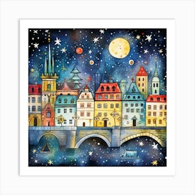 Prague At Night Art Print