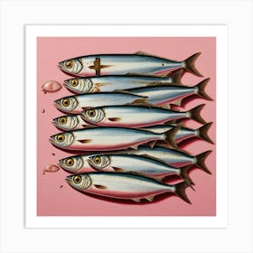 Default Sardines On Pink Art 2 Art Print