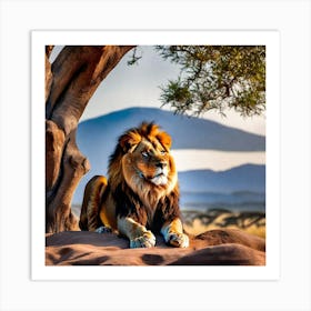 Lion In The Savannah 23 Art Print