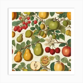 Vintage Fruit Pattern 1 Art Print