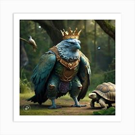 The King Of The Birds Approaching Tortoise Looking Stern And Disapproving (1) Art Print