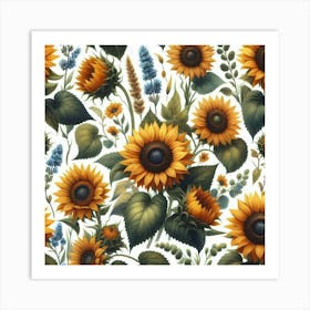 Sunflowers Pattern Art Print