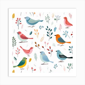 Birds On A Branch Art Print