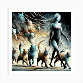 Cat Lady Art Print