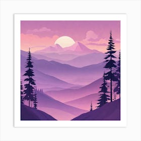 Misty mountains background in purple tone 139 Art Print