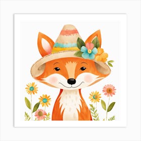 Floral Baby Fox Nursery Illustration (19) 1 Art Print