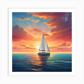 Leonardo Diffusion Xl A Sailboat Gracefully Glides Across The 1 Art Print