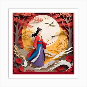 Mulan Ar-2 Paper Cut Art Art Print