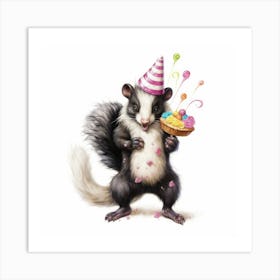 Birthday Skunk Art Print