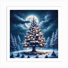 Christmas Tree In The Snow 6 Art Print