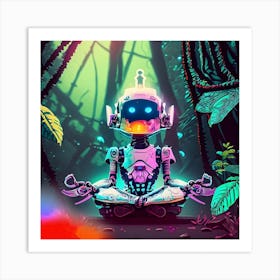 Robot In The Forest Art Print