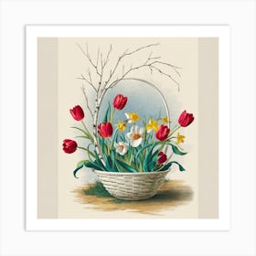 Tulips In A Basket 9 Art Print