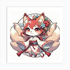 Kitsune Joy 4 Art Print