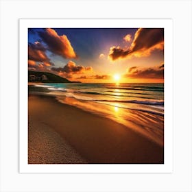 Sunset On The Beach 708 Art Print