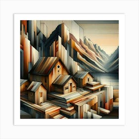 A mixture of modern abstract art, plastic art, surreal art, oil painting abstract painting art e
wooden huts mountain montain village 15 Art Print