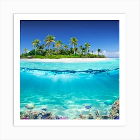 Underwater Tropical Island Art Print