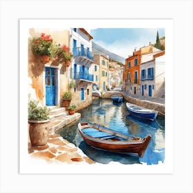 Boats On The Canal Art Print
