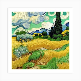 A Wheatfield With Cypresses, Vincent van Gogh 18 Art Print