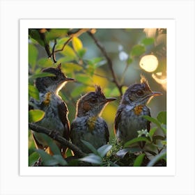 Three Birds In A Tree Art Print