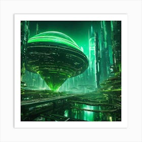 Futuristic City Green IV Art Print