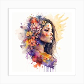 Watercolor Floral Woman #2 Art Print