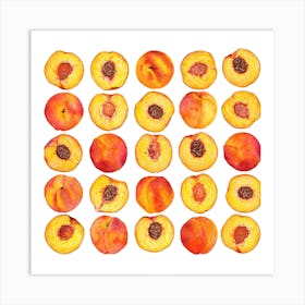 Repeat Pattern Peach Square Art Print