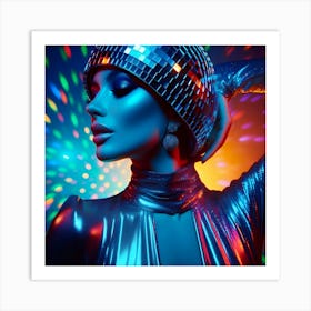 Glossy Disco Queen Abstract Color Portrait Art Print