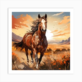 Golden Gallop Chasing Sunlight Art Print