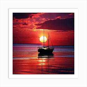 Sailboat At Sunset 30 Art Print