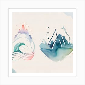 Watercolor Mountains Art Print