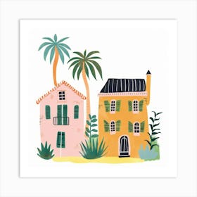 House And Palms Art Print