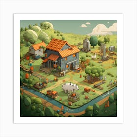 Farm Village In The Countryside Art Print