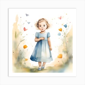 Little Girl In Blue Dress Art Print