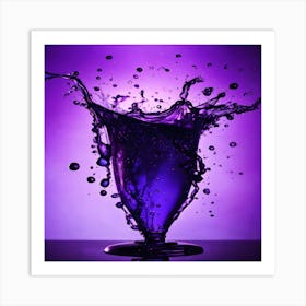 Purple Water Splash Art Print