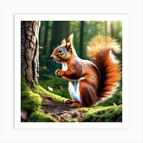 Red Squirrel In The Forest 65 Art Print