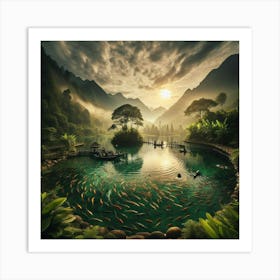 Pond With Fishes Art Print