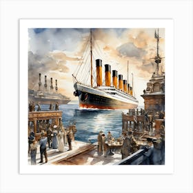 Titanic Over Ocean Art Art Print