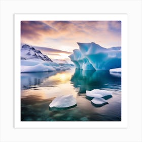 Icebergs In The Water 28 Art Print