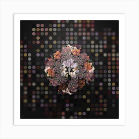 Vintage Autumn Crocus Floral Wreath on Dot Bokeh Pattern n.0199 Art Print