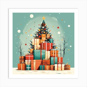 Christmas Tree With Gifts 1 Art Print