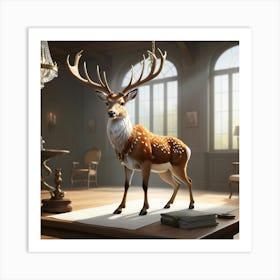 Deer In A Room 8 Art Print