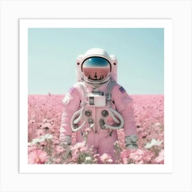 Pink & Floral Astronaut 1 Art Print