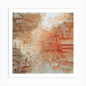 Nude Color Gradient Illusion A 3d Illusion Of Spheres Or Cubes Stacked Or Floating In Space Transi (6) Art Print