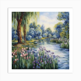 Brushstroke Beauty: Monet's Riverside Reverie Art Print