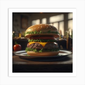 Burger On A Plate 101 Art Print