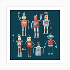 Retro 1950s Robots Art Print