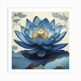 Aesthetic style, Large blue lotus flower 1 Art Print