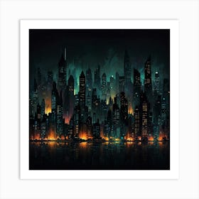 Abstract Depiction Of A City At Night With Bright Light 4 Art Print