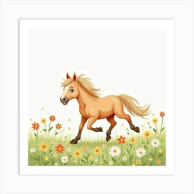 Horse Running In The Meadow Art Print