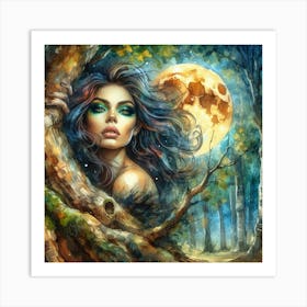 Mermaid In The Forest Art Print